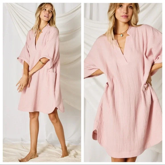 34 Perfect 100% Cotton Gauze Shirt Dress - Picture 3 of 4